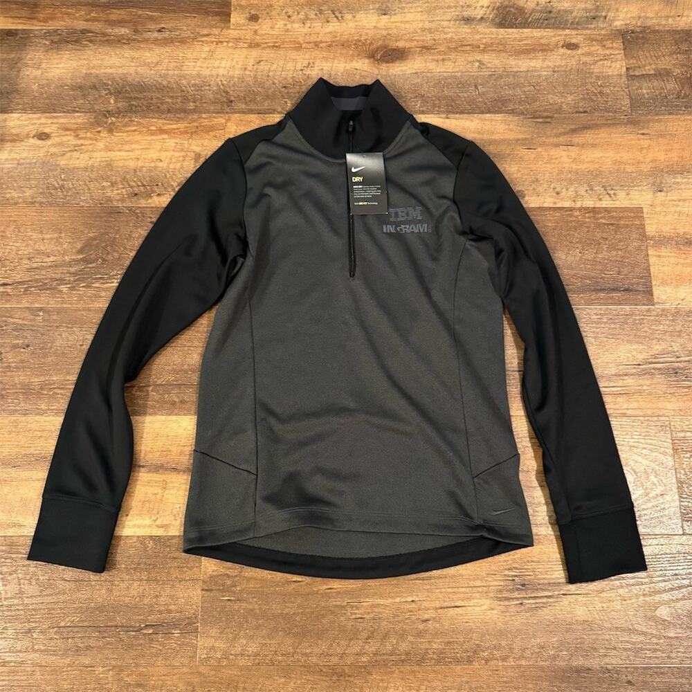 NWT READ Nike Dri-FIT Pullover M Black Gray Half Zip Long Sleeve Running Outdoor